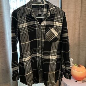 Stylish Black and White Plaid Shirt BANANA REPUBLI
